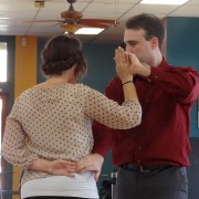 Man and woman country dancing