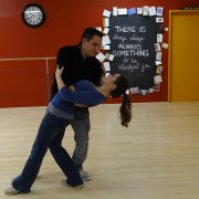 bride and groom dancing